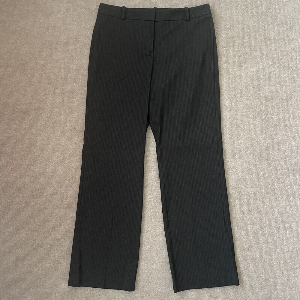 Talbots Dress Pants Womens 10 Charcoal Pin Stripes Straight Leg Office Slacks